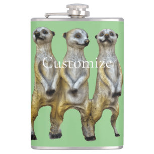 3 Standing Meerkats Thunder_Cove Hip Flask
