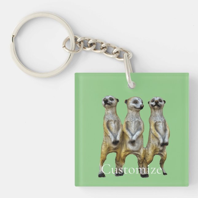 3 Standing Meerkats Thunder_Cove  Key Ring (Front)