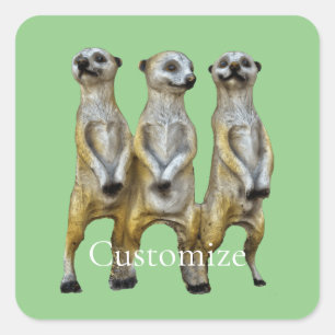 3 Standing Meerkats Thunder_Cove  Square Sticker
