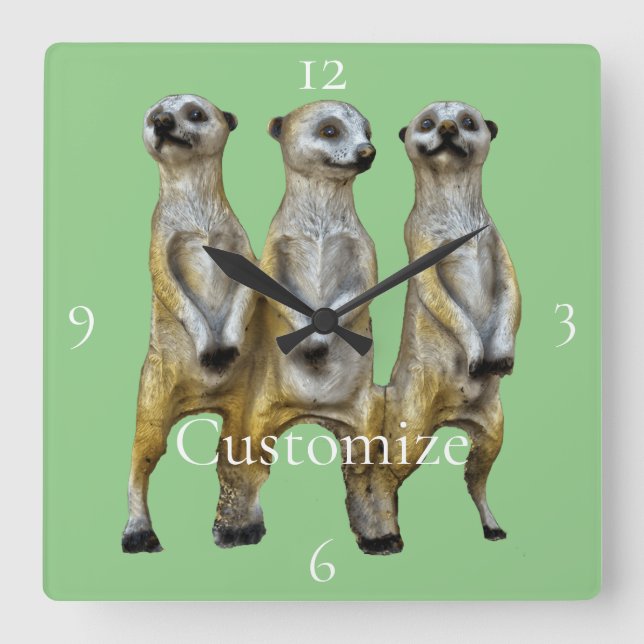 3 Standing Meerkats Thunder_Cove  Square Wall Clock (Front)