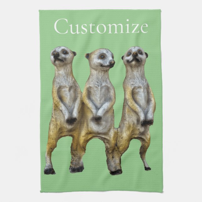3 Standing Meerkats Thunder_Cove  Tea Towel (Vertical)