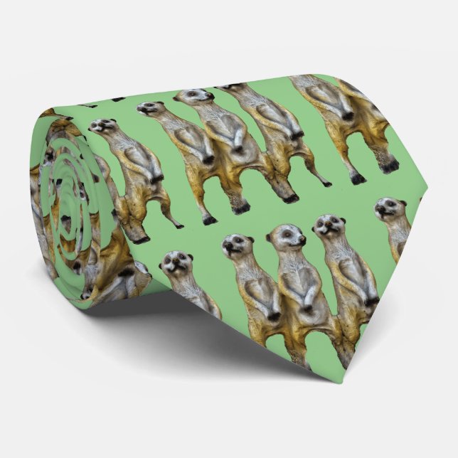 3 Standing Meerkats Thunder_Cove  Tie (Rolled)