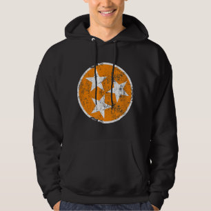 3 Star TN Orange and White Distressed Tennessee St Hoodie