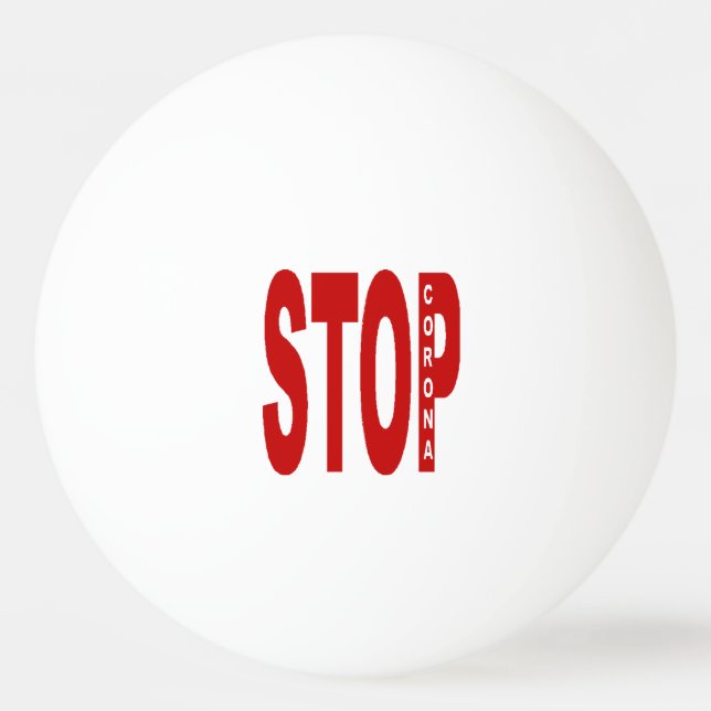 3-star white ping-pong ball STOP CORONA (Front)