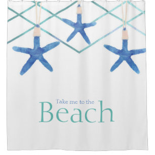 3 Starfish & Modern Lines Elegant Beach Custom Shower Curtain