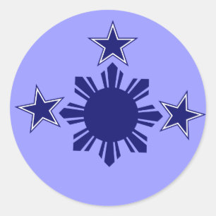 3 Stars & A Sun Blue Classic Round Sticker