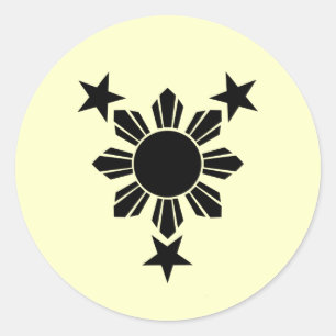 3 Stars and Sun Solid (Sticker) Classic Round Sticker