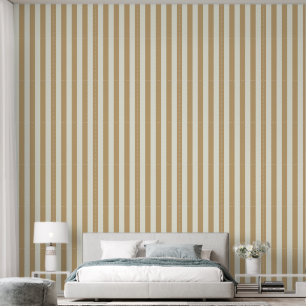 3" Stripe Earthy Musted Gold & Ivory White Wallpaper