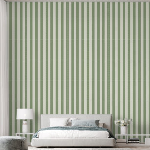 3" Stripe Earthy Sage Green & Ivory White Wallpaper
