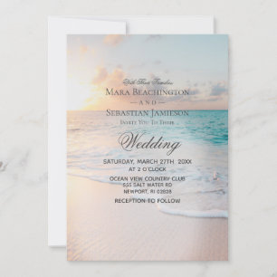 *~* 3 - Sunrise Pastel Beach Sunset Wedding Invitation