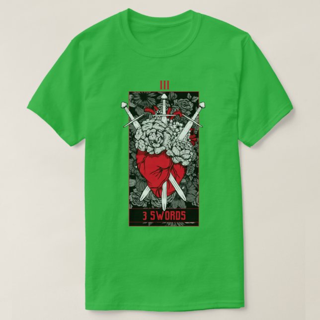 3 Swords Tarot Card Red T-Shirt (Design Front)