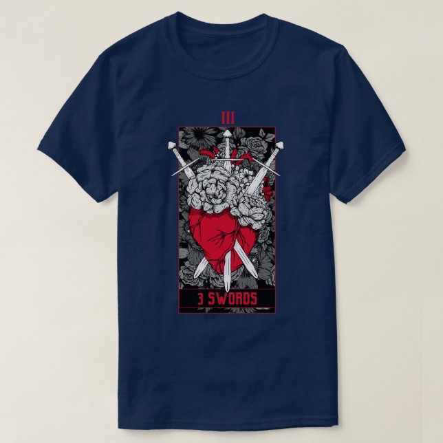 3 Swords Tarot d Red T-Shirt (Design Front)