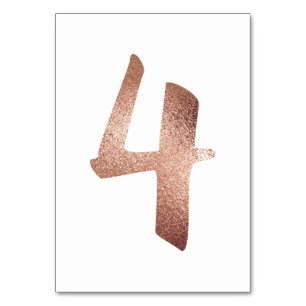 3 Table Number White Metallic Pink Rose Gold Table Number
