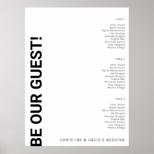 3 table Simple White Wedding seating chart