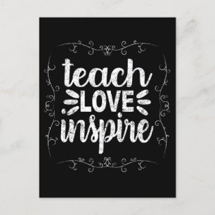 3- Teach Love Inspire Shirt, Retro Vintage Teacher Postcard