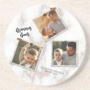 3 Three Photo Modern Elegant Collage Family Love Coaster