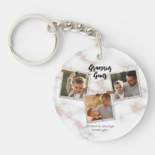 3 Three Photo Modern Elegant Collage Family Love Key Ring