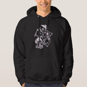 3 Three Skull Skeleton Horror Creepy Halloween Hoodie