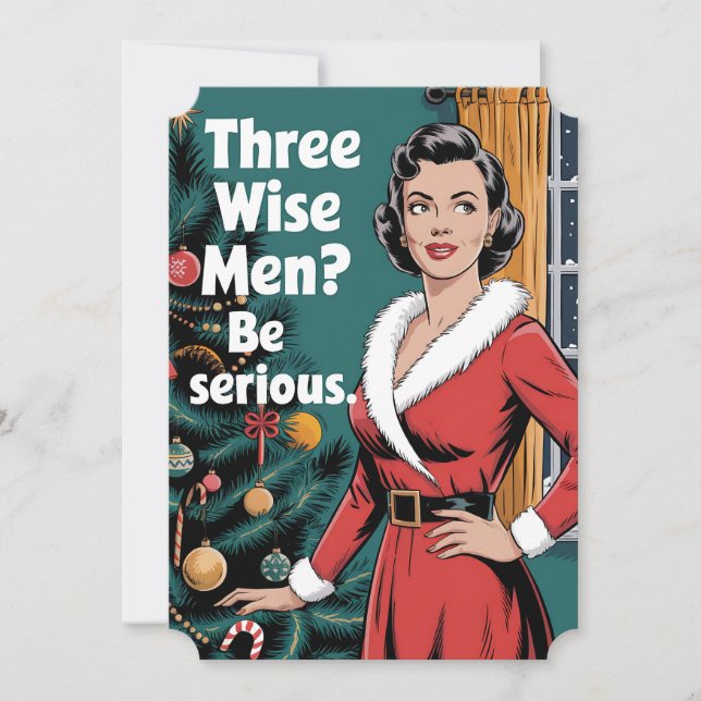 3 Three Wise Men Be Serious Christmas Xmas Invitation (Front)
