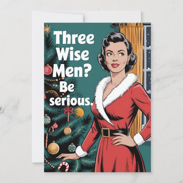 3 Three Wise Men Be Serious Christmas Xmas Invitation (Front)