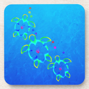 3 Tie Dyed Hawaiian Honu Turtles Coaster
