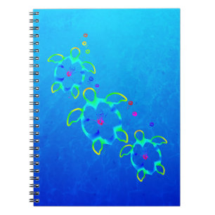 3 Tie Dyed Hawaiian Honu Turtles Notebook