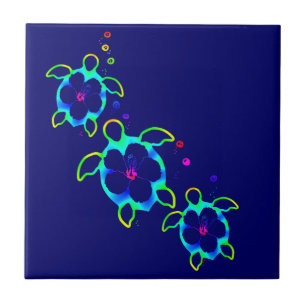 3 Tie Dyed Honu Turtles Tile
