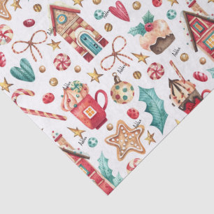 3 Tissue Sheets, Name on Magic Christmas Pattern Tissue Paper