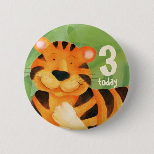 3 today cute tiger art button/badge 6 cm round badge