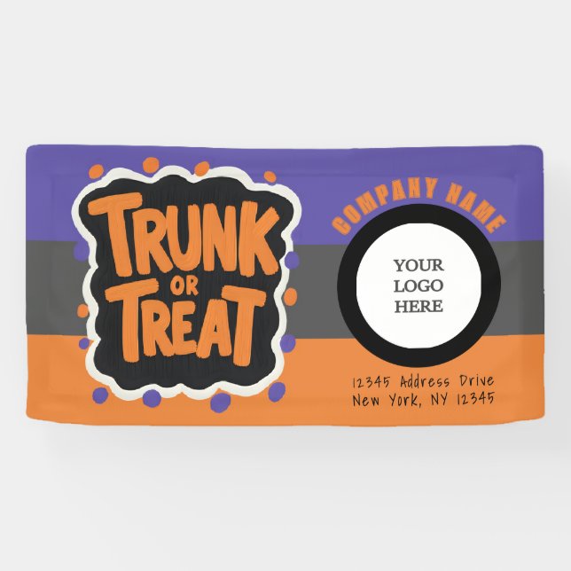 3 Toned Trunk or Treat Halloween Logo Business Banner (Horizontal)