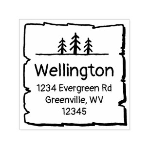 3 Trees Rustic Woodland Calm Forest Return Address Self-inking Stamp