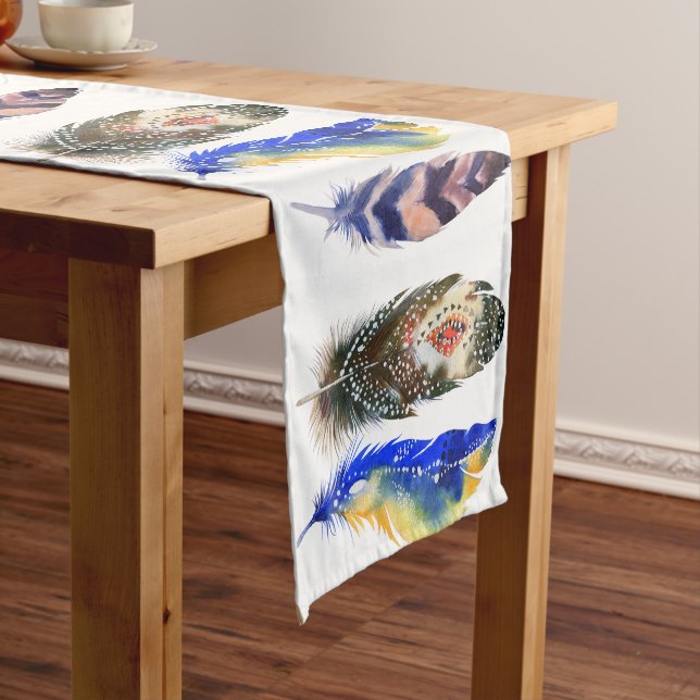 3 Tribal Feathers Pattern Long Table Runner (In Situ)