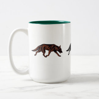 3 Tribal German Shepherds Two-Tone Coffee Mug
