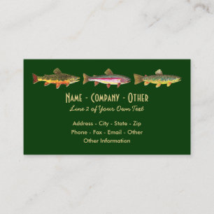 3 Trout: Brook Rainbow Brown - Fly Fishing Angler Business Card
