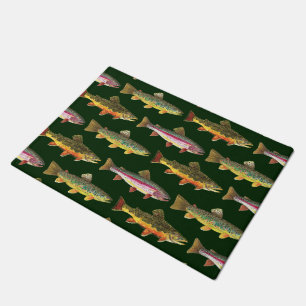 3 Trout Decor - Brook, Rainbow, Brown Doormat