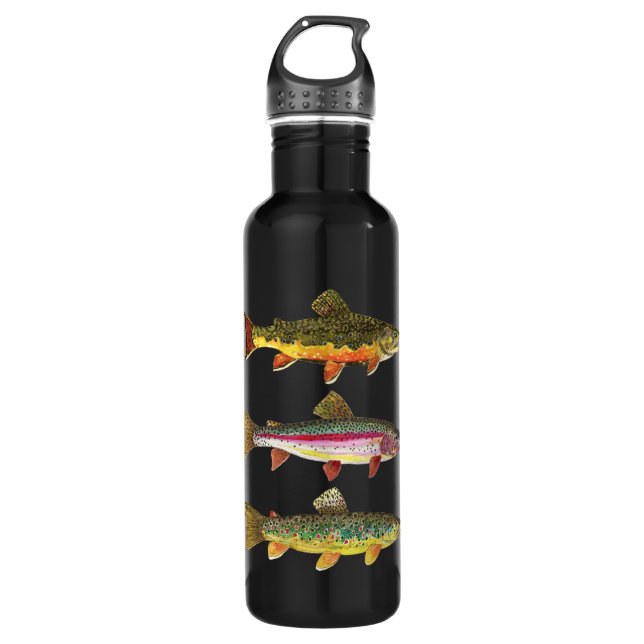 3 Trout for a Fisherman or Fisherwoman 710 Ml Water Bottle (Front)