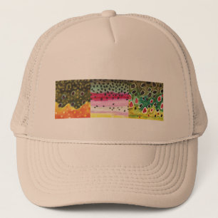 3 Trout Skins: Brook, Rainbow, Brown - Fly Fishing Trucker Hat