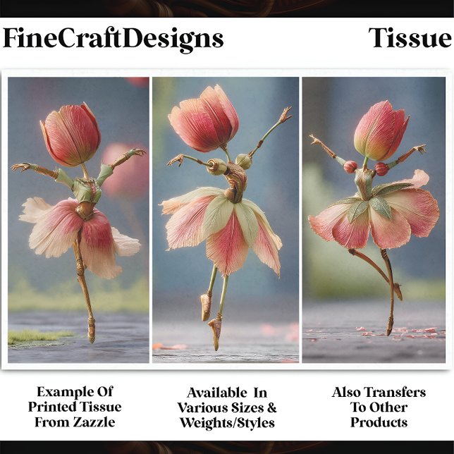 3 Tulip Flower Ballerinas, Pink  DJ5R Decoupage Tissue Paper (Creator Uploaded)