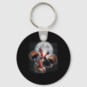 3 Turkeys Howling At The Moon Funny Turkey Hunting Key Ring