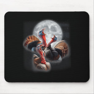 3 Turkeys Howling At The Moon Funny Turkey Hunting Mouse Mat