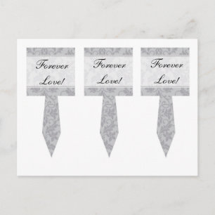 3 Two-tone Grey Damask Wedding Cup Cake Picks Postcard