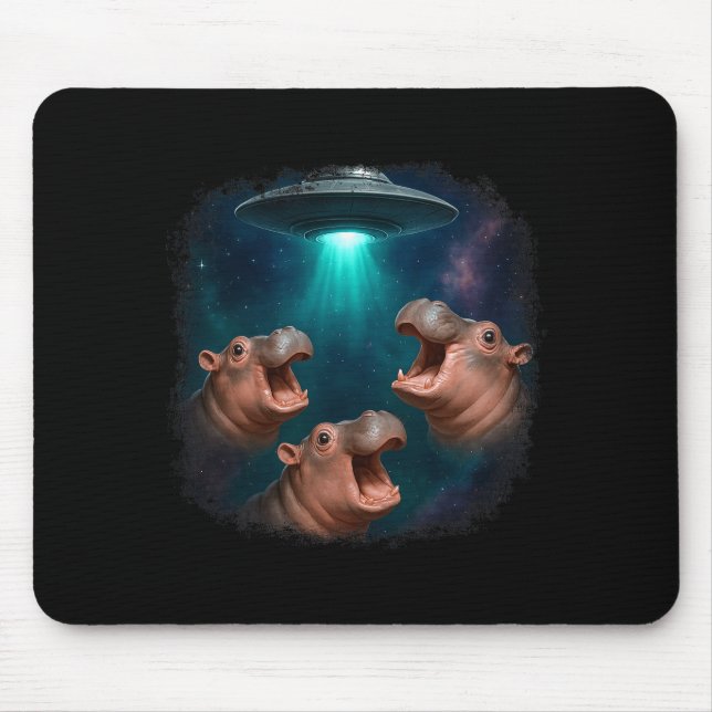 3 Ufo Baby Hip Funny Hiptamus Graphic Animal Lover Mouse Mat (Front)