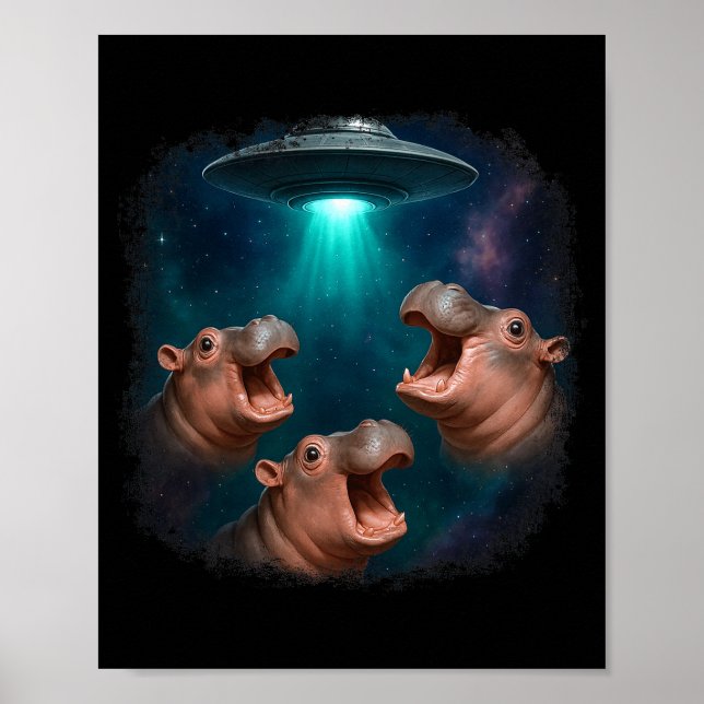 3 Ufo Baby Hip Funny Hiptamus Graphic Animal Lover Poster (Front)