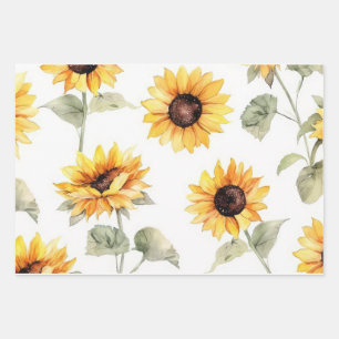 3 Unique designs of patterned Sunflower Wrapping Paper Sheet