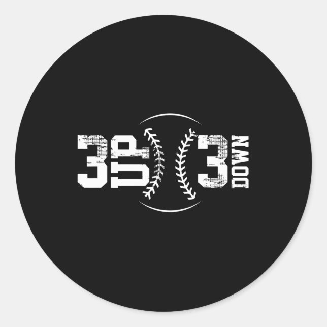 3 UP 3 Down Baseball   Classic Round Sticker (Front)