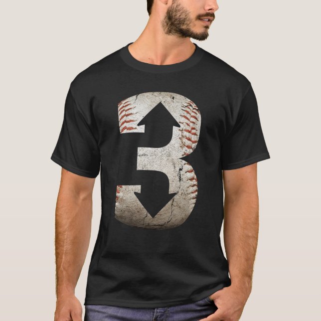 3 Up 3 Down | Three Up Three Down Baseball T-Shirt (Front)