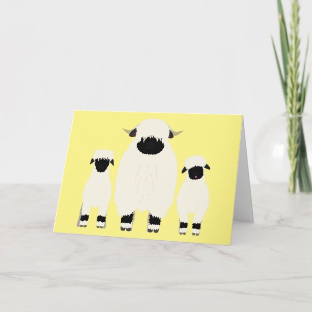 3 Valais Black Nose Sheep in a Row Card (Front)