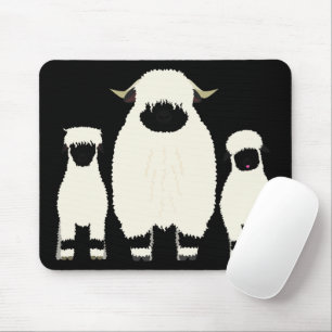 3 Valais Black Nose Sheep in a row Mouse Mat