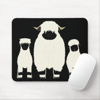 3 Valais Black Nose Sheep in a row Mouse Mat