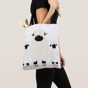3 Valais Sheep in a row Tote Bag